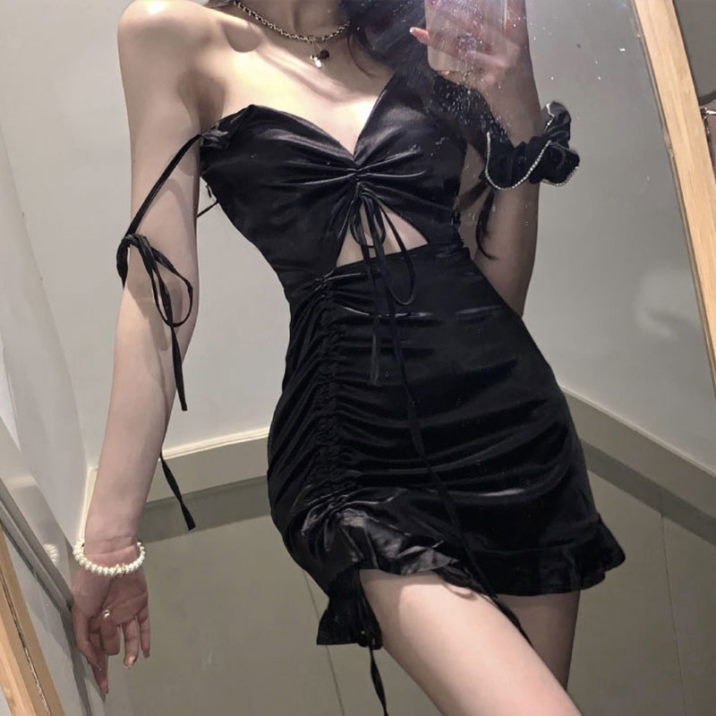 Formal Wear For Women Xl - Sexy Schwarz Satin kleid Bodycon party