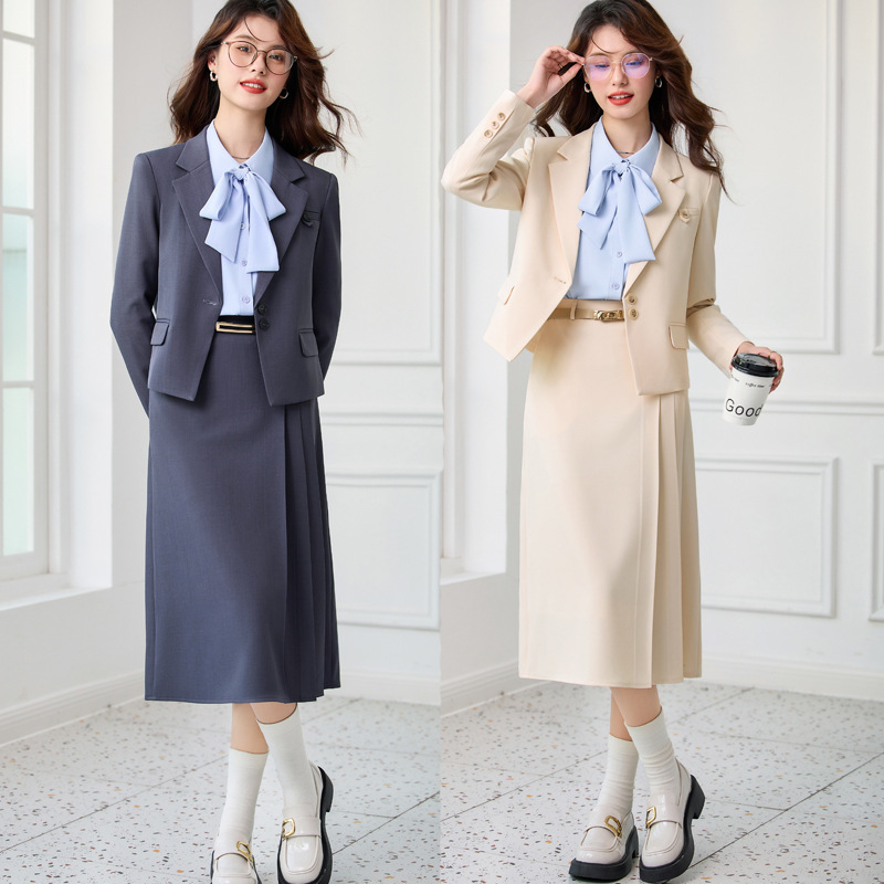 Women'S Formal Wear Petite - Graues Damenanzug-Set für Frühling und Herbst,