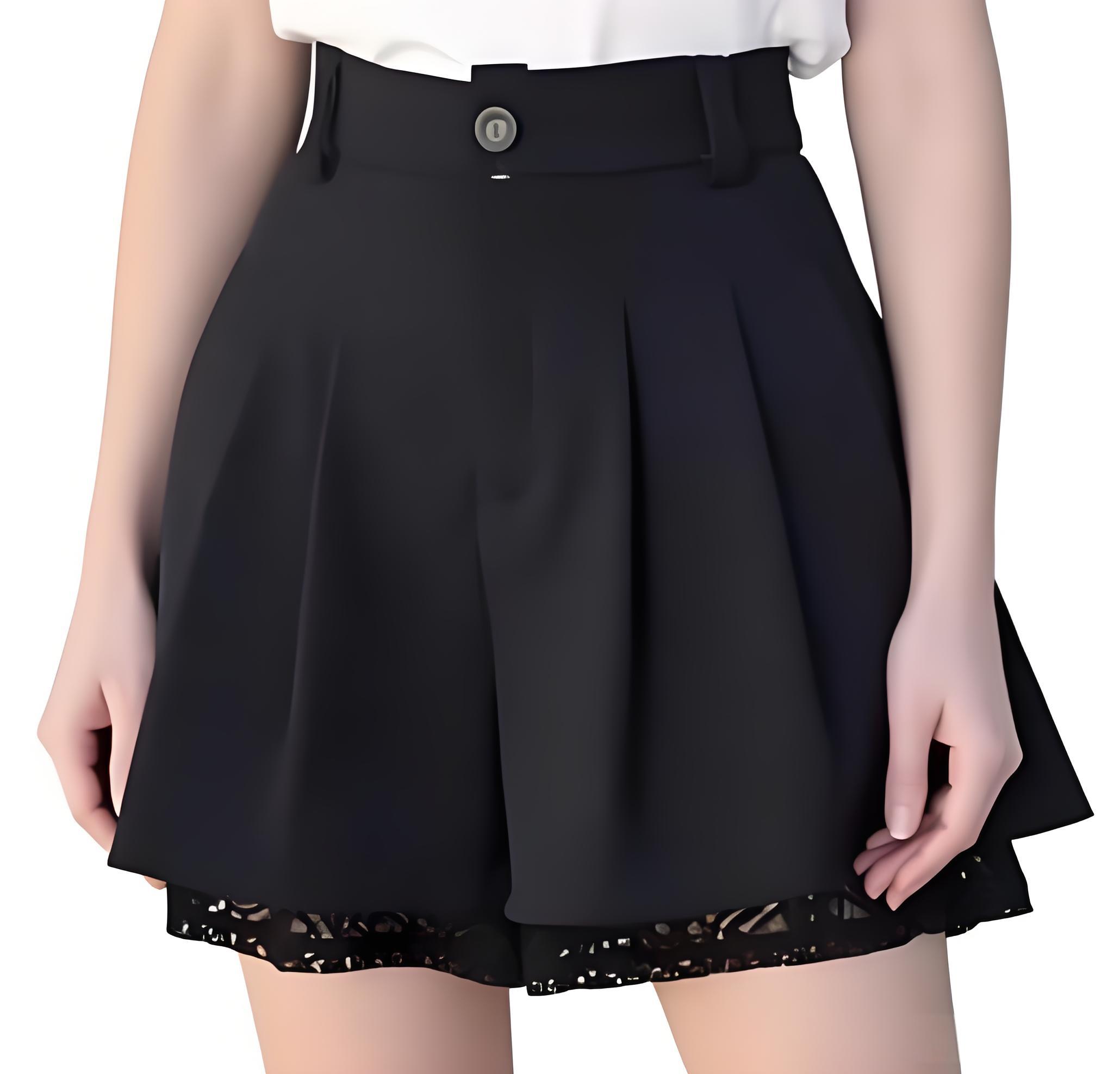 Women Formal Wear With Skirt - Damen High-Waist Anzughose Culottes mit Falten