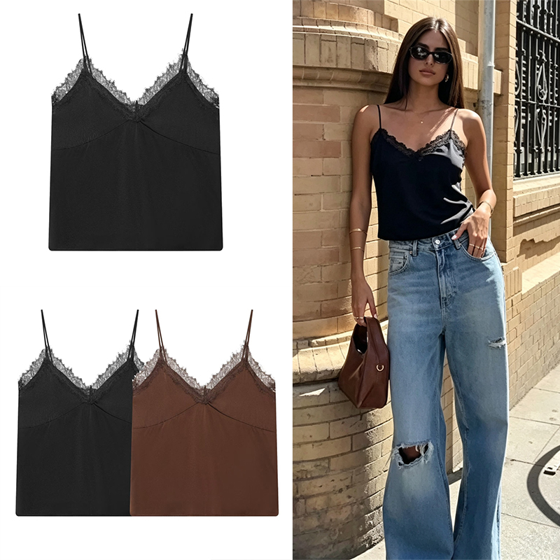 Silk Camisole Work - Guobioziy2026 Neues Damen-Retro-Seiden-Spitzen-Camisole mit V-Ausschnitt und