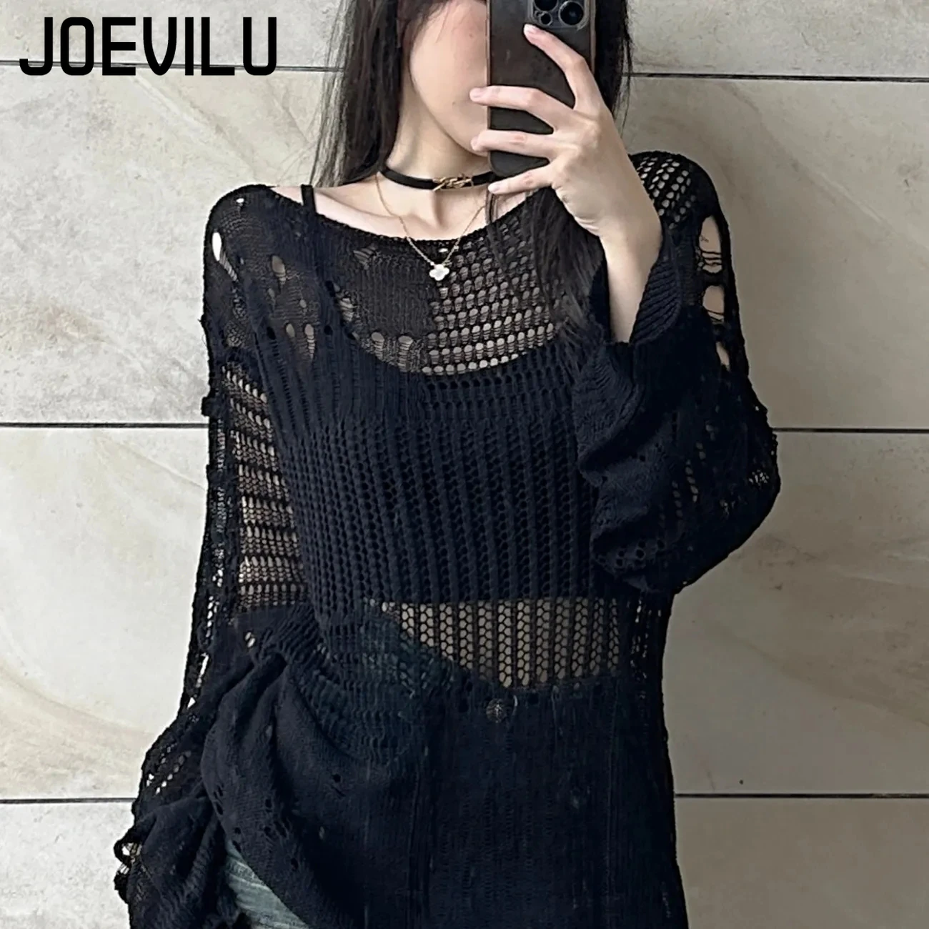 Women'S Formal Wear Blouse - JOEVILU Hohl Stricken Bluse Sommer Lose