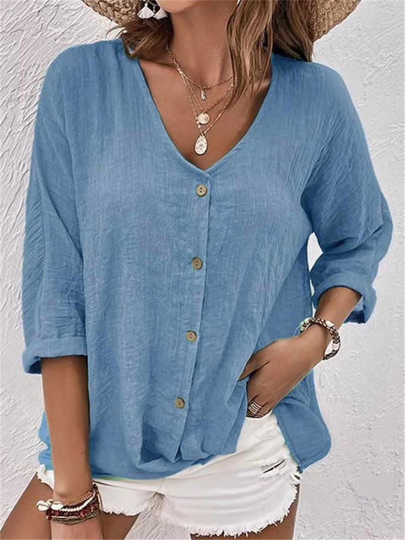 Women'S Formal Wear Blouse - Elegante Tasten Solide Bluse Frühjahr Neue