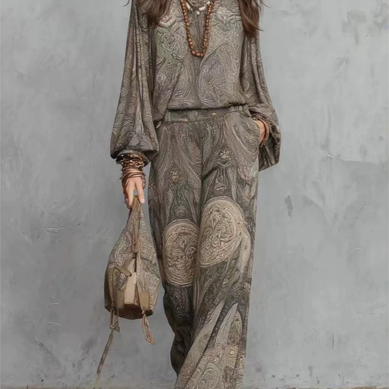 Women'S Formal Wear Blouse - Boho Paisley-Print Zweiteiler für Damen Sexy
