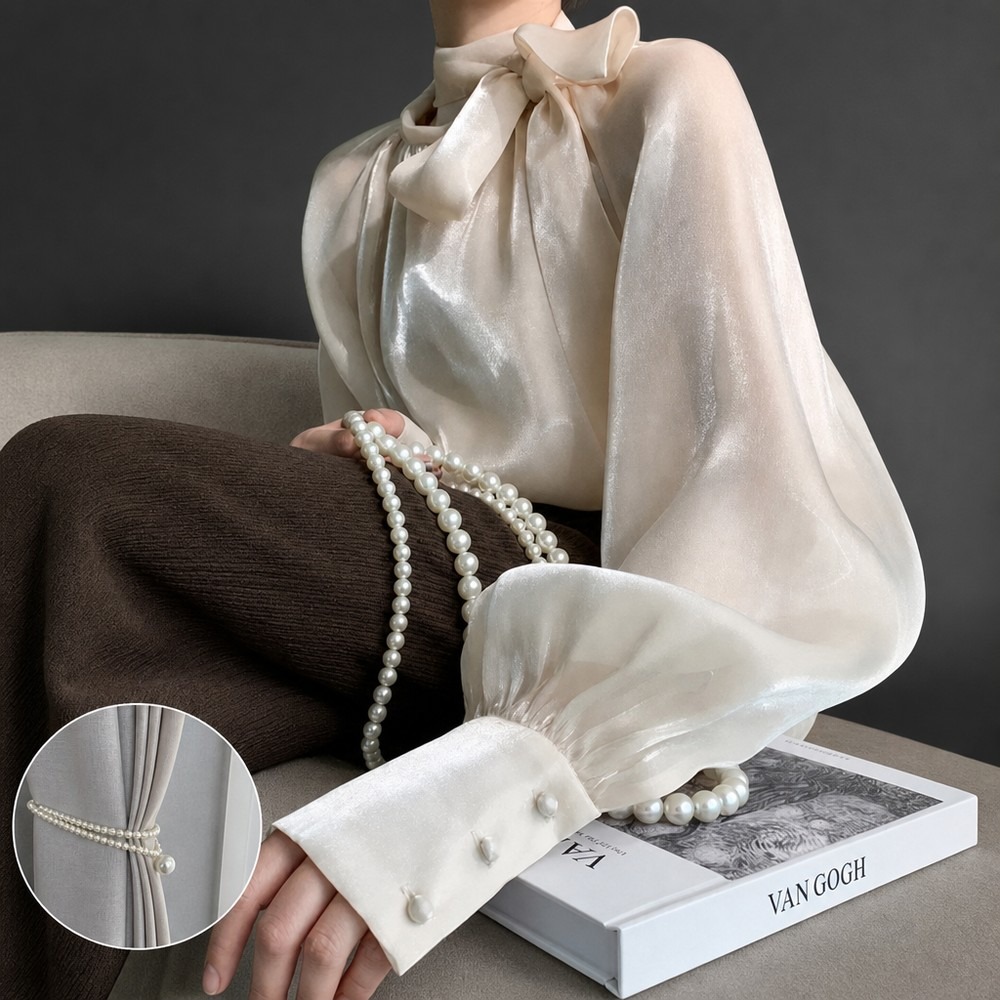 Women'S Formal Wear Blouse - Elegante Damenbluse mit Umlegekragen und Langen
