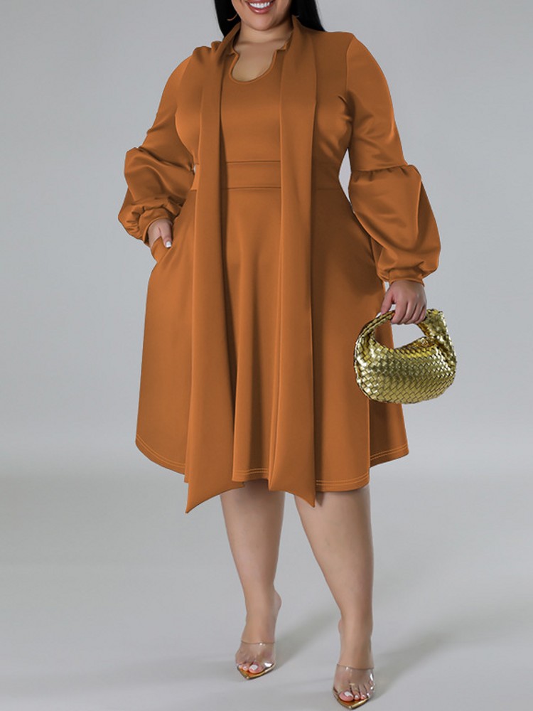 Women Formal Office Wear Tops - XL-5XL plus size elegantes Midi kleid