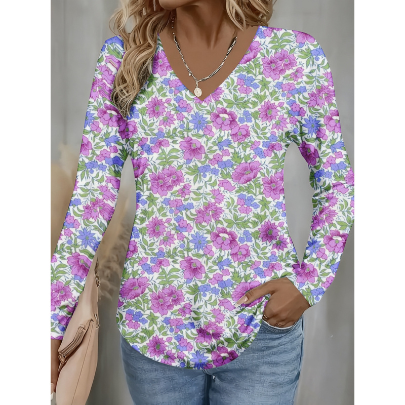 Women Formal Office Wear Tops - Elegantes Damen-Oberteil mit V-Ausschnitt und langen