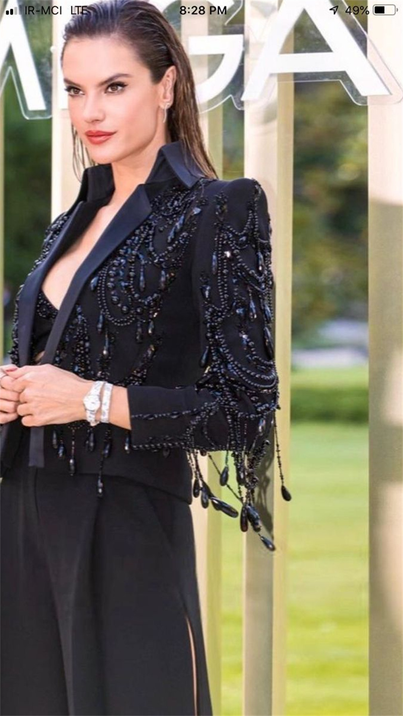 Schwarze Kristalle Damen-Anzüg – Women Formal Wear With Black Blazer Bewertung und Preis
