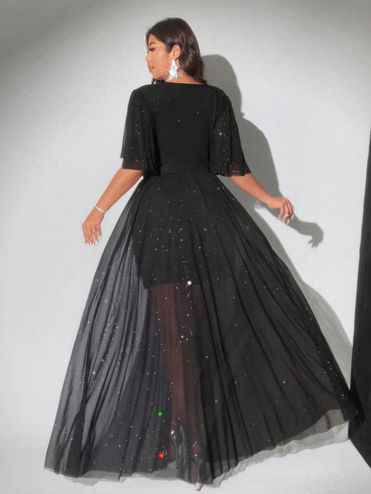 Glitzerndes Tüll-Partykleid in – Women Formal Office Wear Tops Bewertung und Preis